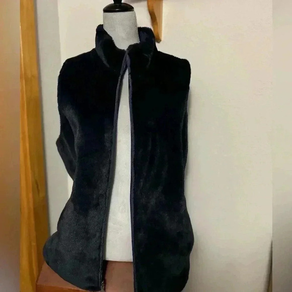 Metric Knits Jackets & Blazers - Metric Knits faux fur reversible navy vest.  Worn 1x.  Smoke free home.